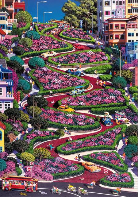 Wooden Jigsaw Puzzle - San Francisco Lombard Street (#782305) - 1000 Pieces