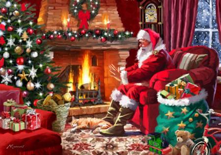 Wooden Jigsaw Puzzle - Santa by Fire (#730401) - 1000 Pieces