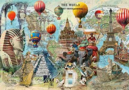 Wooden Jigsaw Puzzle - World Montage (#781905) - 250 Pieces