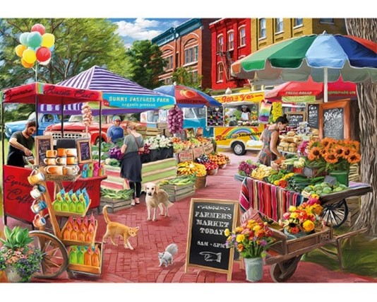 Wooden Jigsaw Puzzle - A Day At Farmer's Market (1000203) - 500 Pieces Wentworth