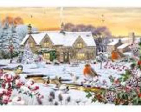 Wooden Jigsaw Puzzle - country house robins (932506) - 1000 Pieces Wentworth