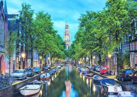 Miniature Ruined Vacant Jigsaw Puzzle - Amsterdam Canal at Dusk (#17676) - 1500 Pieces Educa