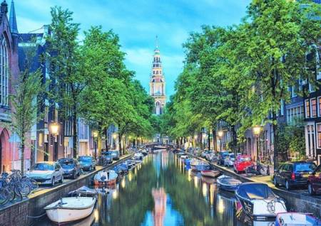 Jigsaw Puzzle -  Amsterdam Canal at Dusk (#17676) - 1500 Pieces Educa