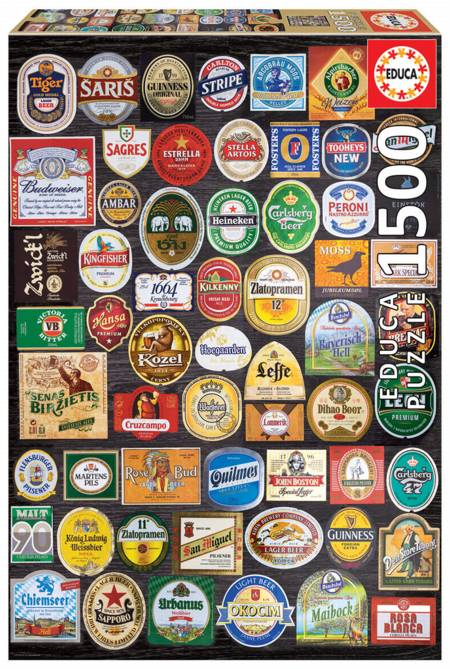Jigsaw Puzzle - Beer Labels Collage (18463) - 1500 Pieces Educa