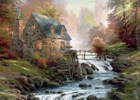 Thomas Kinkade Jigsaw Puzzle - Cobblestone Mill (3310-74) - 1000 Pieces Ceaco