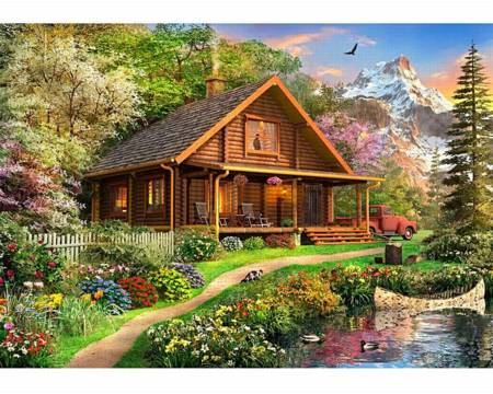 Wooden Jigsaw Puzzle - Holiday Cabin (871502) - 250 Pieces Wentworth