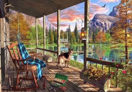 Wooden Jigsaw Puzzle - Mountain Cabin (802008) - 1000 Pieces