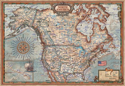 Jigsaw Puzzle - North American Map (#15377) - 1000 Pieces Clementoni