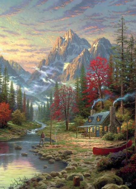 1000 Piece for sale online Ceaco Thomas Kinkade The Valley of Peace Jigsaw Puzzle 
