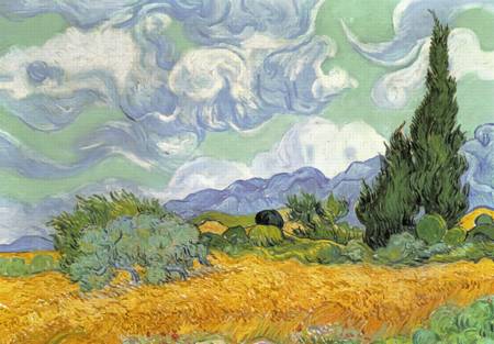 Wooden Jigsaw Puzzle - Wheat Field with Cypresses (720904) - 250 Pieces