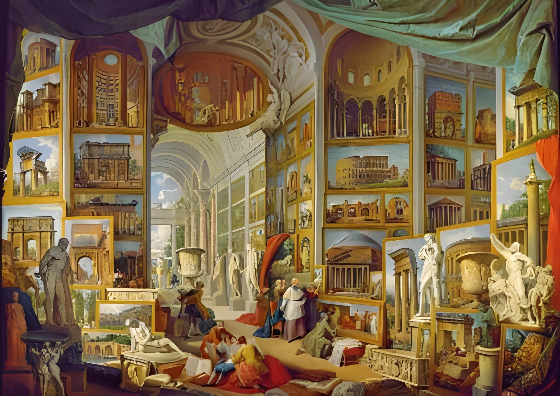 Gallery displaying views of ancient Rome (#2801N09688G) - 1500 Pieces Ricordi