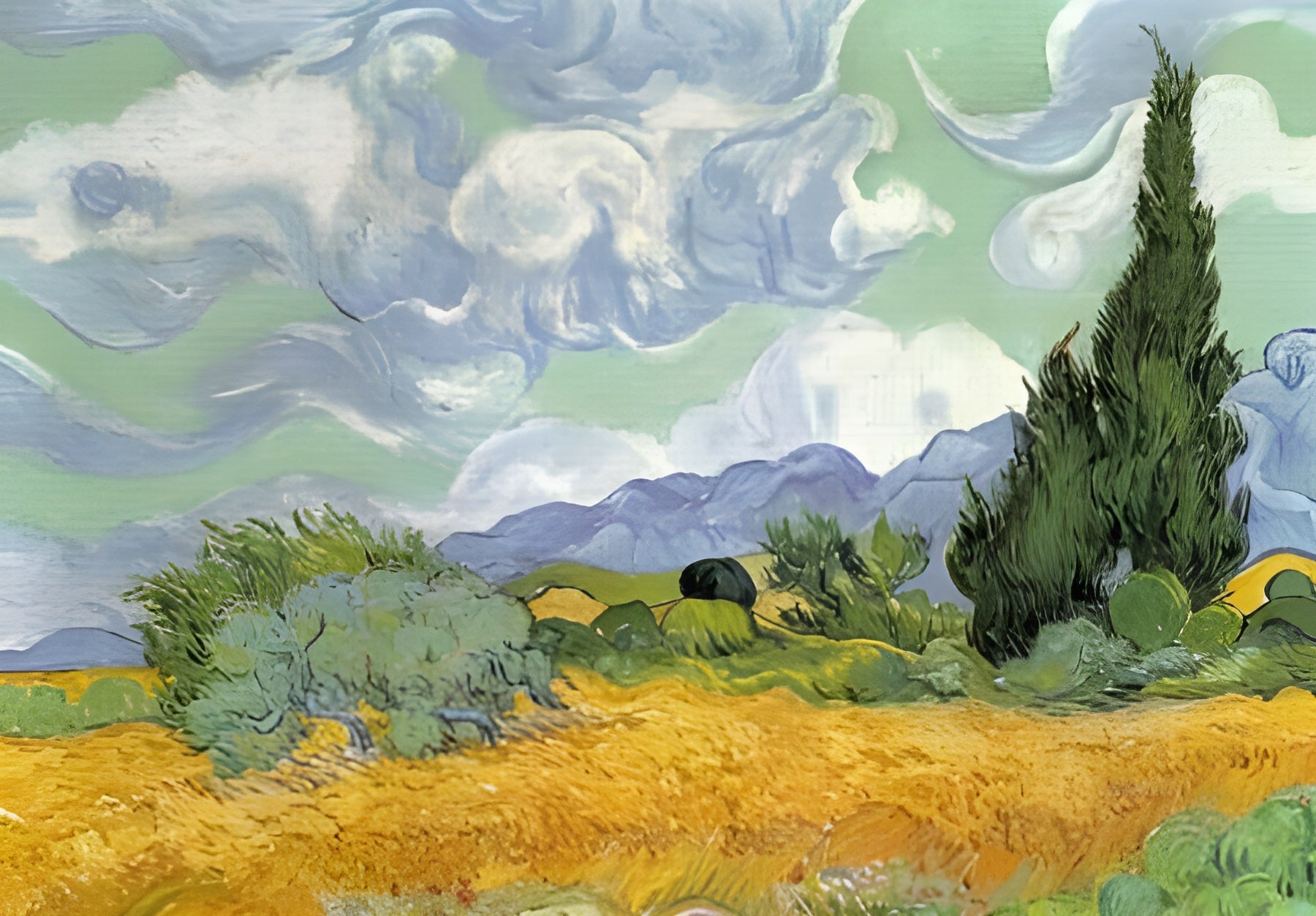 Wheat Field with Cypresses (720904)