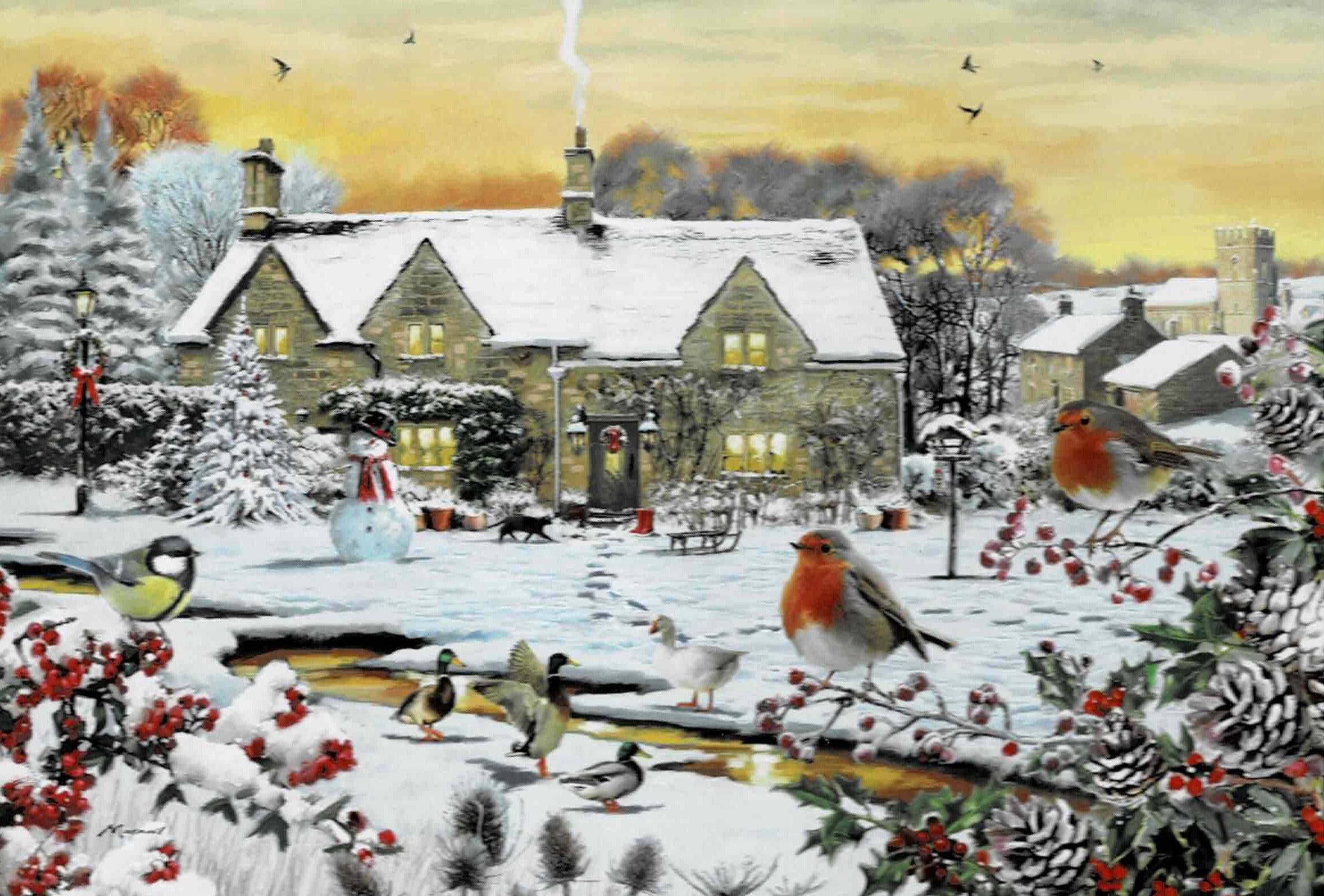 Country House Robins - 1000 Piece Puzzle (Wentworth)